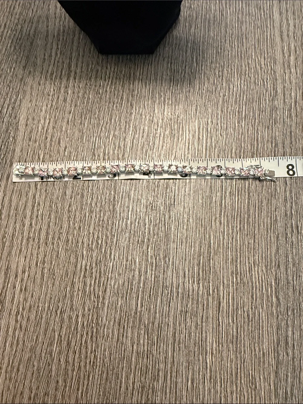Avon Silver-Tone Bracelet with Pink Square Stones
